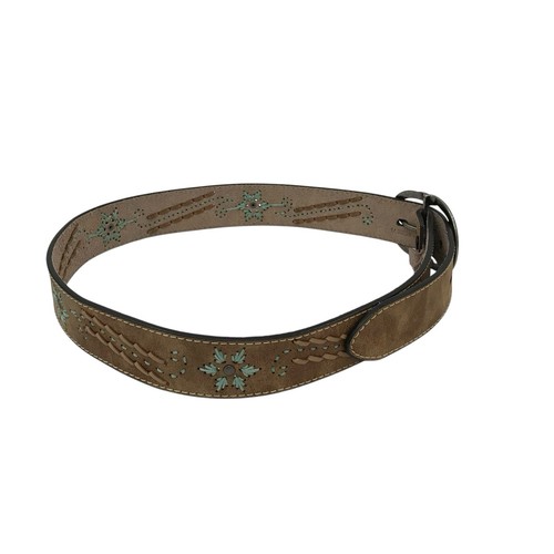 Women's Floral Embroidered Leather Belt Western Sz M 30-33 - Picture 2 of 6