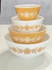 Vintage Pyrex Butterfly Gold Nesting Mixing Bowl Set 401,402,403,404 4 Pieces