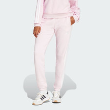 Adidas Essentials Size Large Pink 3-Stripes French Terry Cuffed Pants - STAIN 