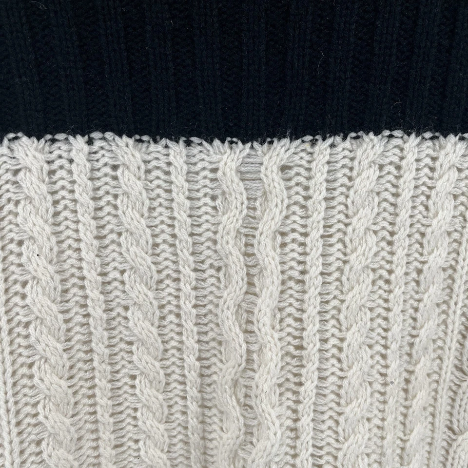 Suéter Aqua 100 % cachemir para mujer talla pequeña cuello falso bloques de color marfil negro Foto 2 de 4