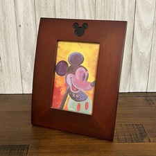 Vintage NWT Disney Parks 4x6 Mickey Mouse Cherry Wood Picture Frame Black Cutout