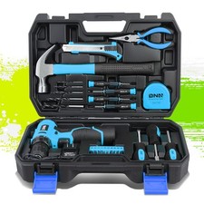CORDLESS DRILL BITS HAMMER SCREWDRIVER HAND TOOL SET 27PCS HOUSEHOLD TOOLBOX