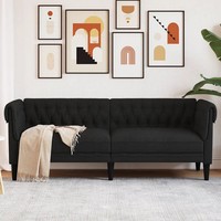 Chesterfield Sofa 3-Sitzer Schwarz Stoff PolstermöBel Wohnzimmer Couch