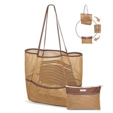 Mesh Beach Tote Bag Packable,2026 New 2-in-1 Large Lightweight Foldable Beach...