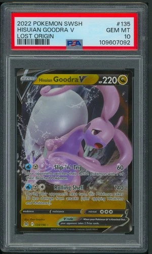 Pokémon SWSH Lost Origin Hisuian Goodra V 135/196 PSA 10