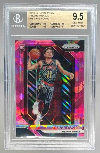 7162 Trae Young 2018 Panini Prizm #78 Pink Ice RC BGS 9.5