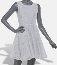 City Studio Women's Juniors White Lace Fit & Flare Dress Size 9.