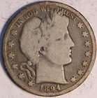 1894 P Barber Half Dollar, Nicely Circulated, Choice F, Nice Date, Sharp Coin!