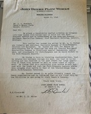 Original Personal John Deere Letter attached to info about Ford-Ferguson Harrow