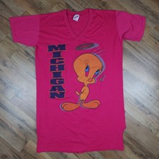 Vintage Tweety PJ Top Womens Large Pink 1994 Jerzees Lounge Shirt Made USA Rare