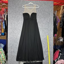 Trixxi Dress Juniors 9 Black Chiffon Maxi Sleeveless Beaded Illusion Prom Gown