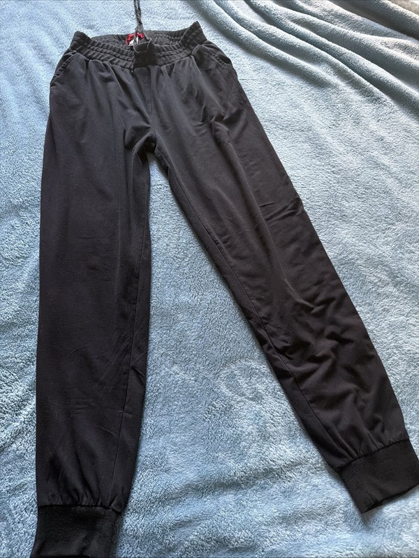 Hot Kiss Joggers Pants Women Small Black Solid Pocket..#28389