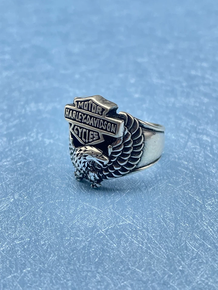 925 Sterling Silver Harley Davidson Eagle Design Ring, Handmade Motorcyle Gift - Image 3 of 4