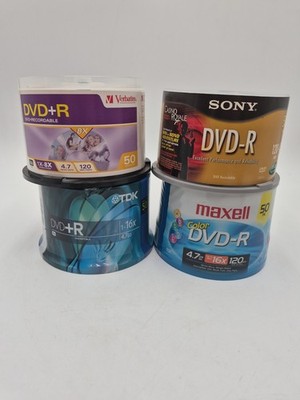 SEALED Blank DVD-R  Lot / Sony, Verbatim, Maxell, TDK  / 189 Discs Open Box 