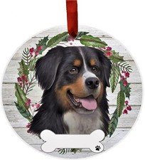 Bernese Mountain Ornament - E S Pets, DIY Personalizable, Ceramic Round Ornament