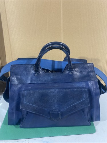 PROENZA SCHOULER PS13 BLUE LEATHER Y2k SATCHEL SMALL CROSSBODY BAG Please Read
