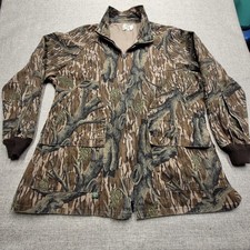 VTG 80s USA Made Mossy Oak 4 Pocket Tree Bark Camo Jacket Treestand 2XL Rare