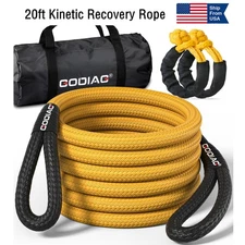 Kinetic Recovery Tow Rope 20ft/6M Offroad Snatch Strap 14Tons Heavy Duty ATV SUV