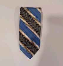 Mens Steven Land Designer Silk Tie Blue Purple Black White