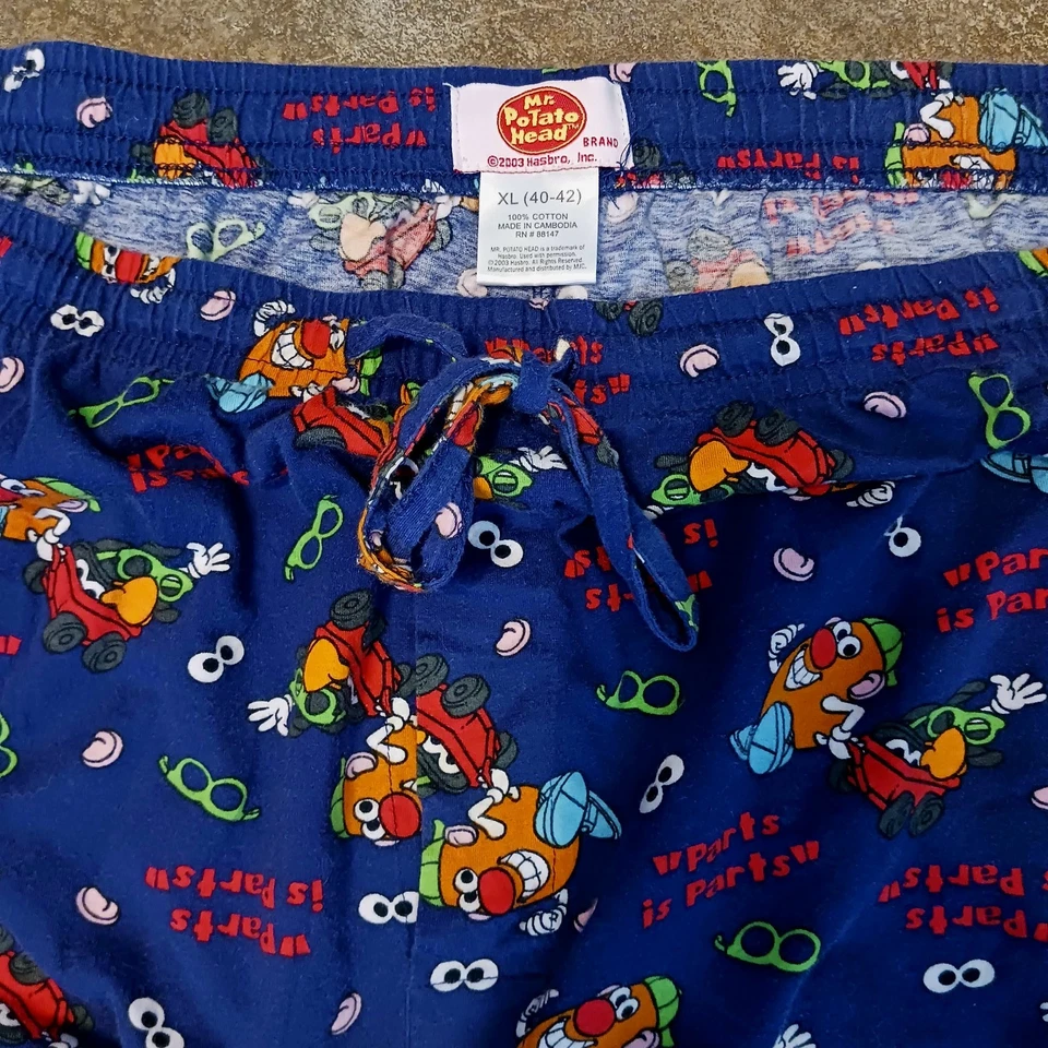 Y2K 'Hasbro' Mr. 马铃薯头尺寸 XL睡衣/休闲裤 — 第 2/4 张图片