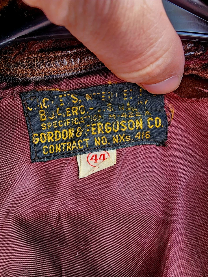 Gordon & Ferguson Co M-422A M-422 G-1 Navy USN flight jacket WW2 Sz 44 - Image 3 of 4