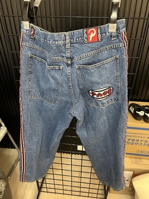 Paco Blue Denim Jeans Logo Embroidered Side Stripe Men's 90's JNCO Style