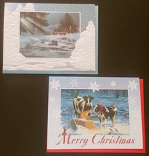 "Ranch Hands, Round Up" (2) Leanin Tree Christmas, New Year Cards, (2) Envelopes