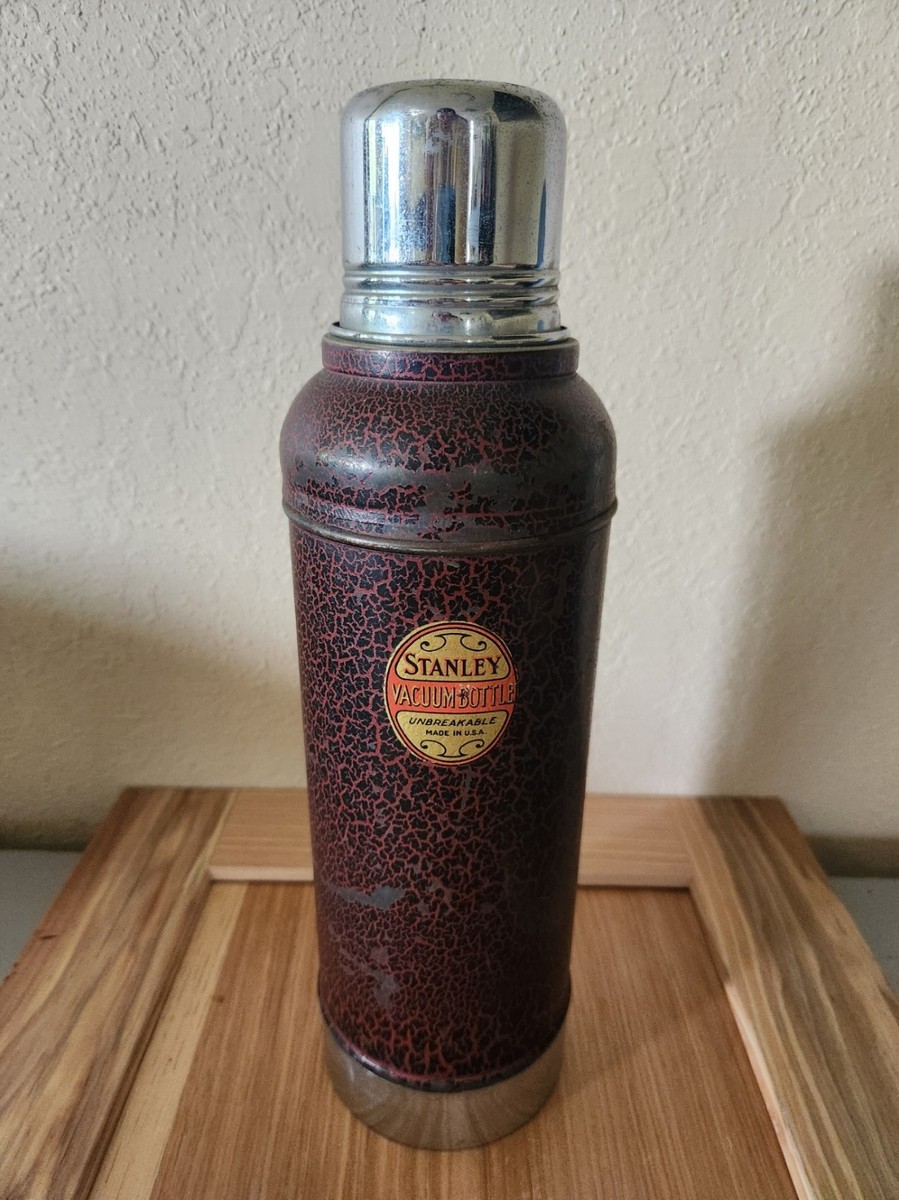 1920's Antique Stanley Super-Vac Unbreakable Thermos with metal