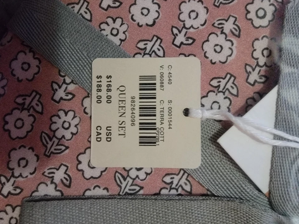 Anthropologie Organic Cotton Percale Printed Queen Sheet Set Terra Cotta New - Image 3 of 4