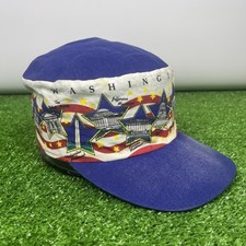 Vintage 1995 BULA Washington DC AOP Painters Cap Hat 90s Made In USA - STAINS!