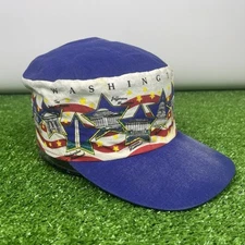 Vintage 1995 BULA Washington DC AOP Painters Cap Hat 90s Made In USA - STAINS!
