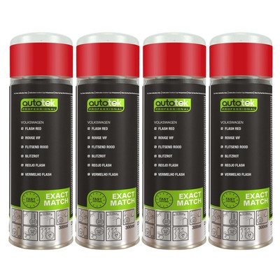 4x Autotek Volkswagen Flash Red hochdeckender Aerosol-Sprühlack 300 ml
