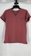 FIGS Catarina 1 Pocket Scrub Top Terracotta Clay Orange V Neck Womens Small -NEW