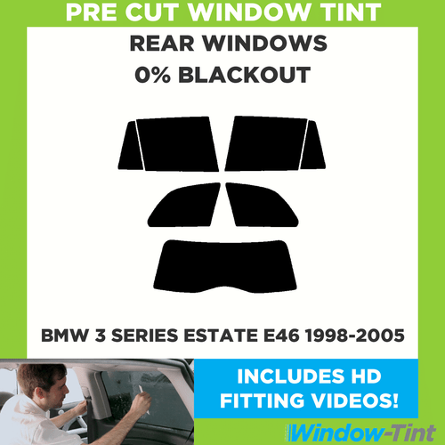 Pour BMW 3 Série Break E46 1998-2005 Pré Coupe Vitre Teintée Arrière 0% Blackout - Picture 1 of 10