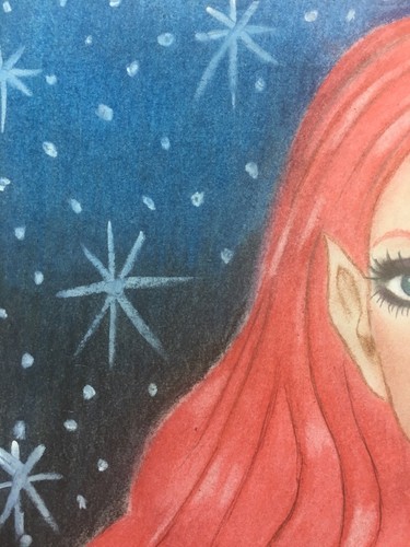 Beautiful Red Hair Girl Drawing Colored Pencils - Picture 4 of 6