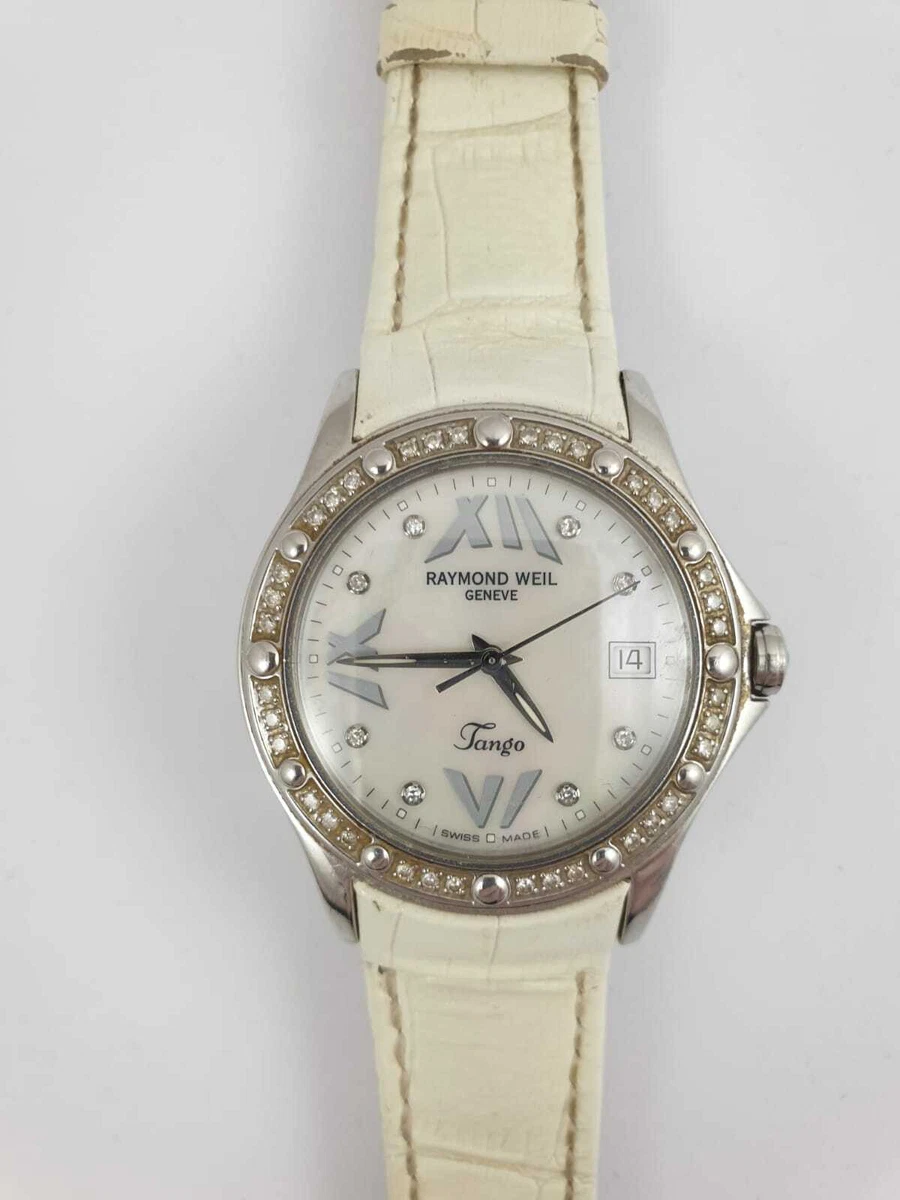RAYMOND WEIL TANGO LADIES 36MM MOTHER OF PEARL DIAMOND SET BEZEL