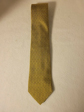 Vintage Hermes French Silk Tie-Hermes Yellow with a Box Design