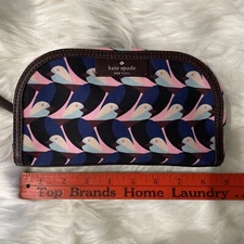 Kate Spade Geo Bird Canvas Cosmetic Bag Case.  NEW without Tags