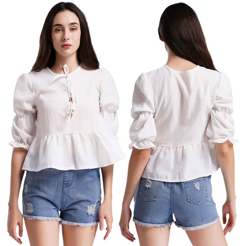 Womens Shirt Babydoll Tops Casual Blouse Plaid Peplum Daily Wear Work Wear Cute - Picture 26 of 43