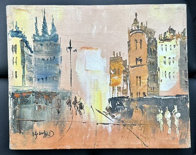 Europe City Metro Landscape Signed Oil Canvas Fine Art Painting Paris France