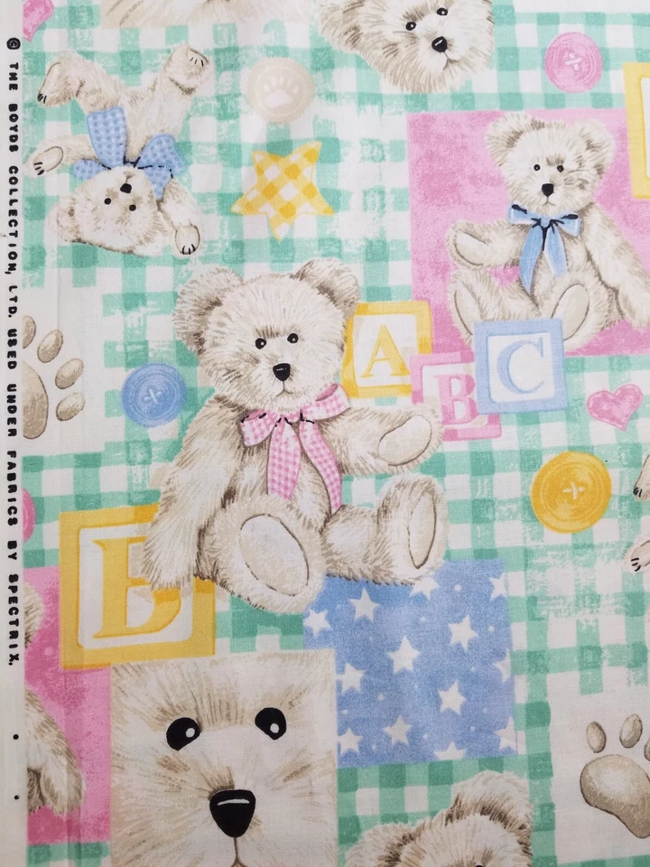 VTG BOYDS BEARS Fabric 100% cotton Spectrix baby nursery ABC blocks NEW BTY - Image 2 of 4