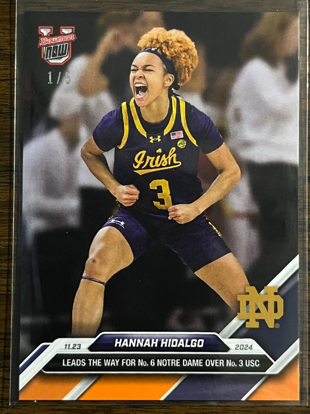 2024-25 Topps Bowman U Now #17 Hannah Hidalgo Notre Dame Fighting Irish ORANGE 5