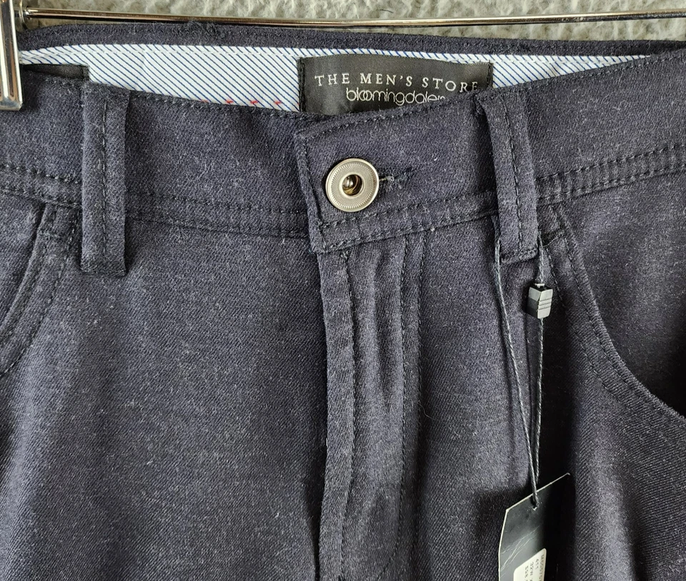 The Men's Store at Bloomingdale's Flannel Tailored Fit Pants Men's 32Wx32L Navy - Image 4 of 4