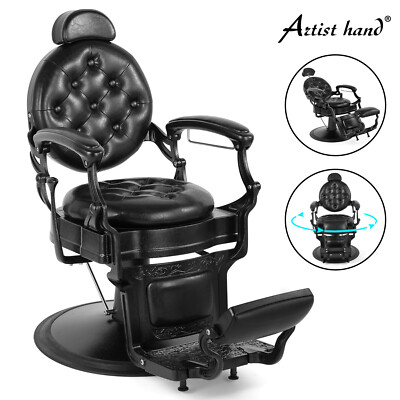 Classic Black Vintage All Purpose Barber Chair Hydraulic Recline Salon SpaBeauty