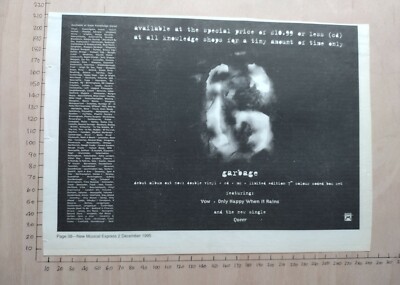 Garbage - debut album -  Music magazine advert 11 X 7 wall art