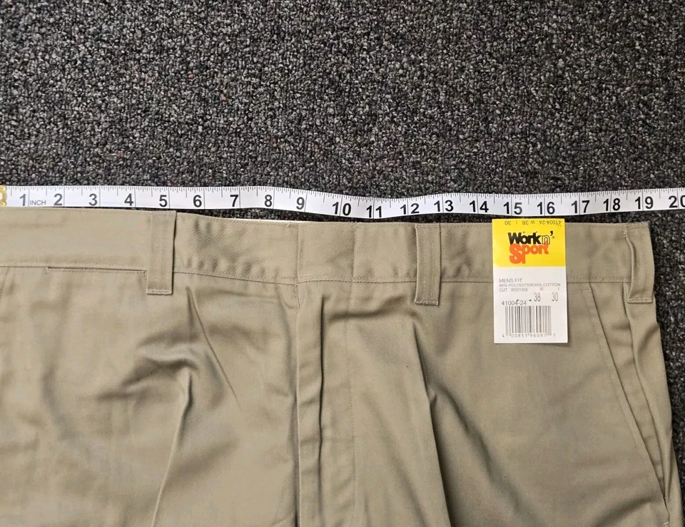 VTG 1980s Work n' Sport Workwear Twill Khaki Original Fit Flat Front 38x30 NWT - Image 4 of 4