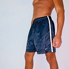 Nike 90s Vintage Nylon Glanz Soccer Shorts Black White Satin Medium