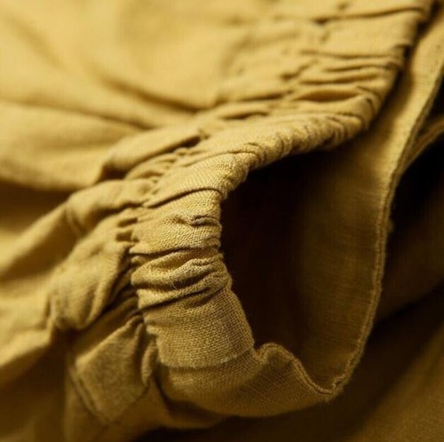 Damenhose lose elastische hochtaillierte Unterseite lässig breites Bein Baumwolle Leinenhose - Bild 9 von 24