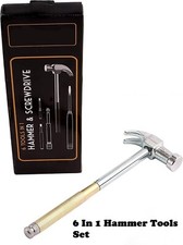 Hammer Screwdriver 6 in 1 Tools Set Includes 2 Phillip 2 Flat 1 Hammer With Nail