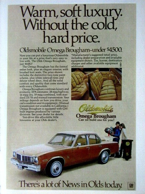 1978 Oldsmobile Omega Brougham Vintage Original Print Ad 8.5 x 11